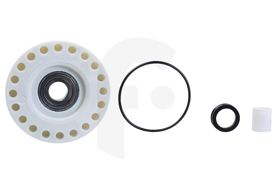 AEG Cojinete (cojinete de apoyo, cojinete de tambor, cojinete de carenado) derecho completo para, entre otros, AEG PA620 lavadora 4071430971 adecuado para entre otros LAV46270, EWT13420W