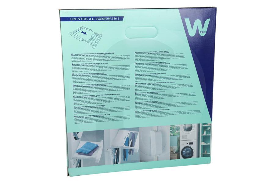 Bosch Secadora WPRO Marco intermedio universal (espaciador, kit de apilamiento, pieza conectora) con cajón para lavadora y secadora 484000008545