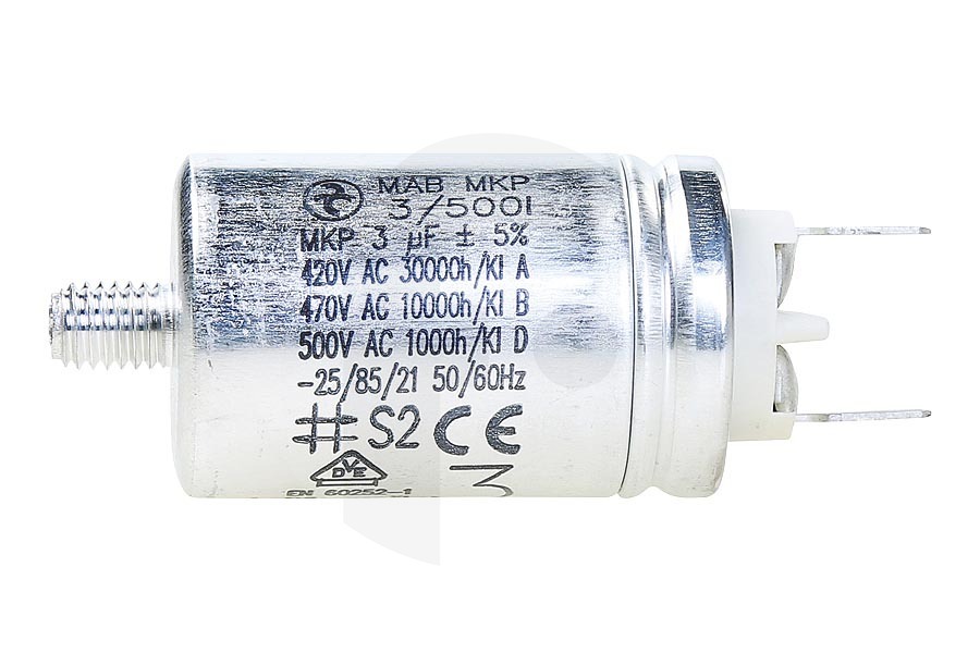 Vogica Secadora Condensador (condensador de arranque) 3uF para, entre otros, AEG secadora 1115927012 apto para entre otros ESL4555LA, ESI6541LAX, F55412VI0