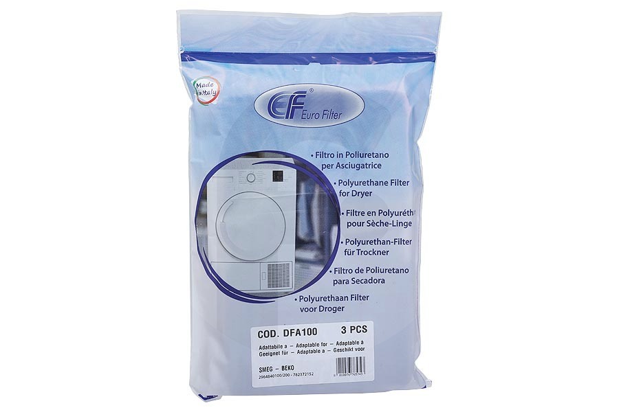 Alternatief Filtro (filtro de espuma, filtro de esponja) juego de 3 piezas para Beko secadora 2964840100 apto para entre otros DPU8340X, DPU8360X, DPU7360X