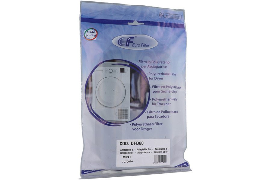 Alternatief Filtro (filtro de espuma, filtro de esponja) del condensador para Miele secadora 7070070 apto para entre otros T8626WP, T8926WP