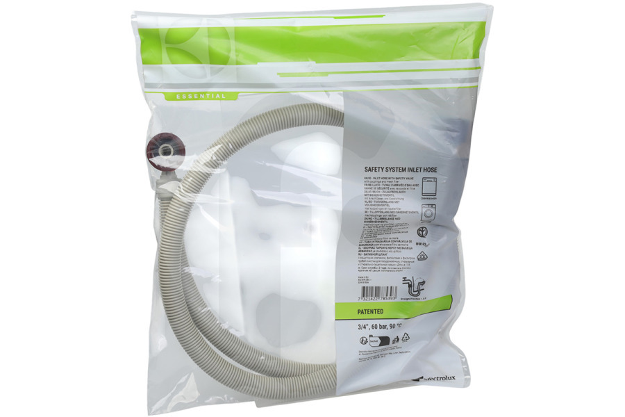 Electrolux Lavadora Manguera (1,5 metros -con válvula de seguridad-) lavadora 9029793511 apto para entre otros R / H, 90 grados, 60 Bar