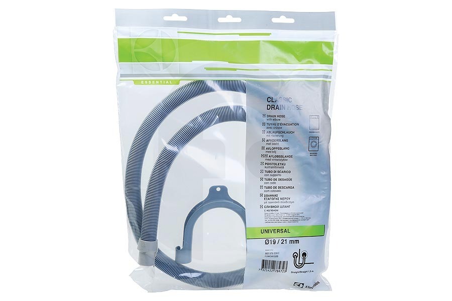 AEG Lavadora Manguera de drenaje universal con curva 1,5 metros E2WDA150B lavadora 9029793362 adecuado para entre otros -wit- Classic 19x22