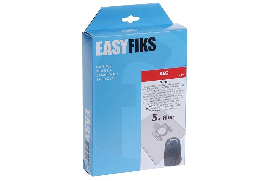 Aeg electrolux Aspiradora Easyfiks Gr. 28 bolsas de aspiradora (bolsas para el polvo) 5 uds. incl. 1 filtro aspiradora 9002565423 adecuado para entre otros AEG 4000-5000 serie Rosso