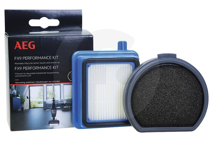 AEG AEG ASPK9 FX9 Performance Kit set de filtros con filtro de motor lavable (microfiltro) y filtro de escape aspiradora 9001690800 apto para entre otros FX9