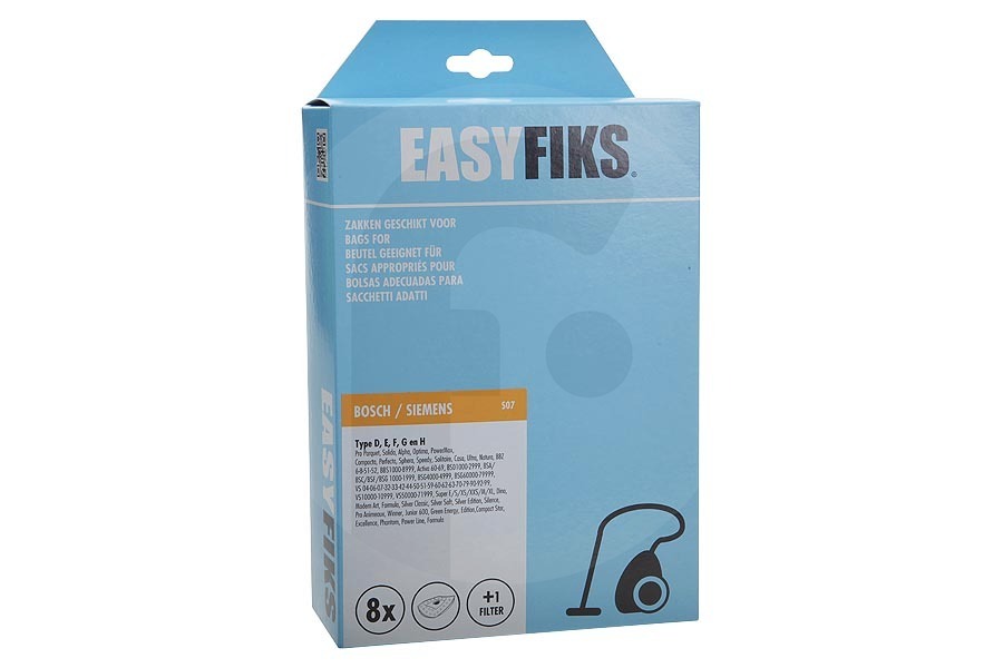 Easyfiks  Easyfiks Type D / E / F / G / H (S07) bolsas para aspiradora (bolsas para polvo) 8 piezas incl. 1 filtro aspiradora 461407 adecuado para entre otros Estados Unidos 52-58-Optima