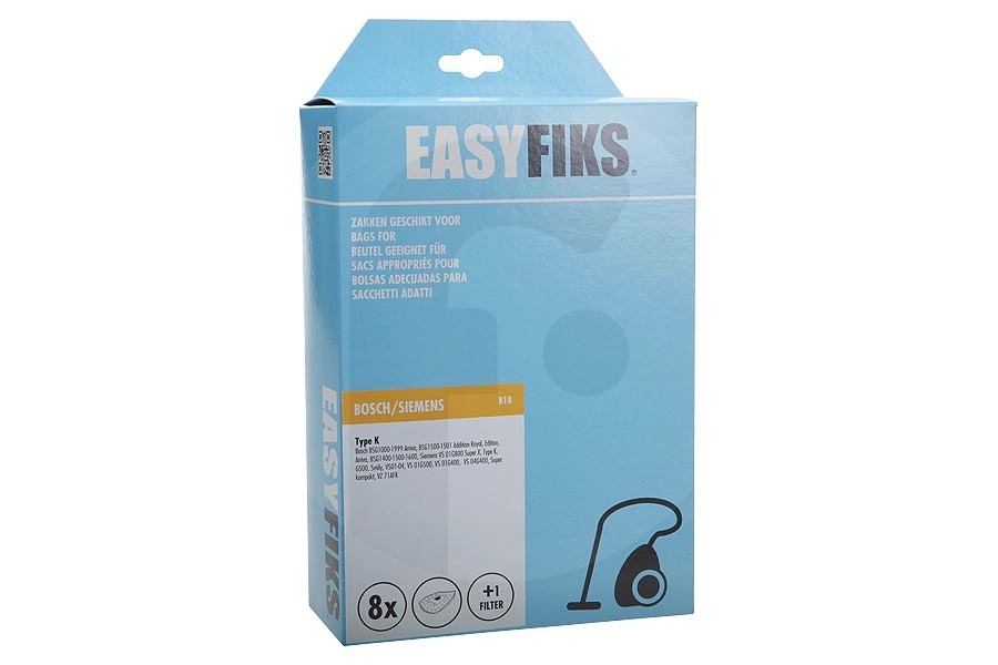 Easyfiks  Bolsas para aspiradora Tipo K compatible con Bosch y Siemens 468265 adecuado para entre otros Sonriente