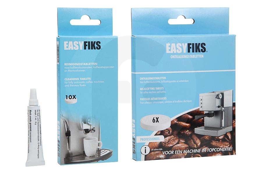 Easyfiks Cafetera Easyfiks kit de mantenimiento para limpieza y descalcificación (kit de mantenimiento) cafetera apto para entre otros Descalcificación de tabletas, tabletas y limpieza de silicona
