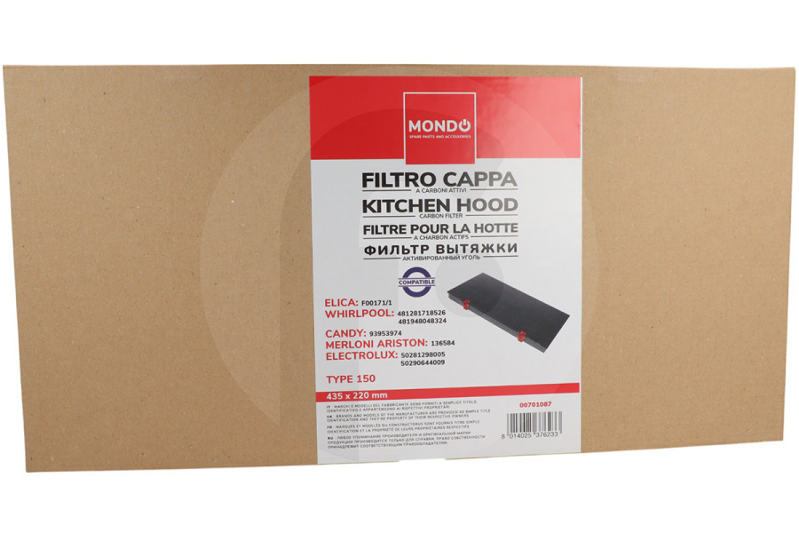 Electrolux Campana extractora Filtro alternativo 9029801207 Campana extractora