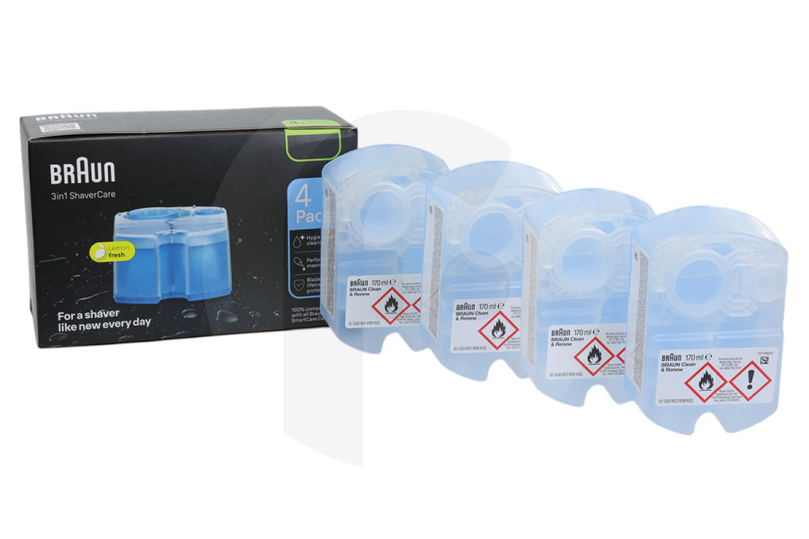 Braun Maquinilla de afeitar Limpiador (Recambio clean & chrge 4 unids.) maquinilla de afeitar 4210201072447 adecuado para entre otros Sincronizador