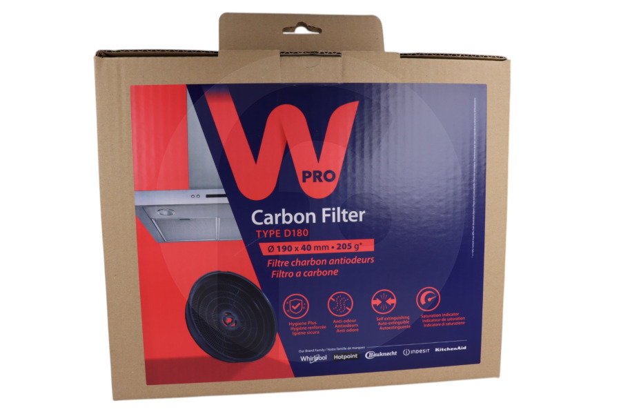 Beko Campana extractora Filtro de carbón D180 (Ø190 X 40 Mm) campana extractora 480181700941, CHF180