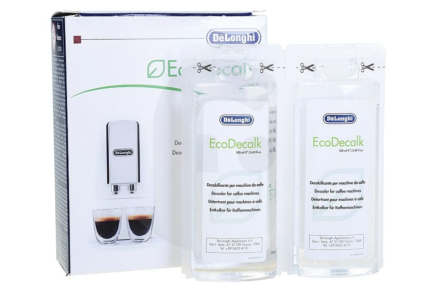 DeLonghi AS00006556 Cafetera Delonghi EcoDecalk Mini Descalcificador para cafetera DLSC003, 5513296011 apto para entre otros Set, 2 x 100 ml