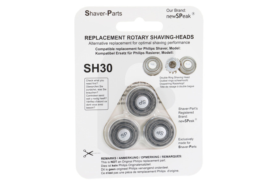 Philips 0788364338433 Maquinilla de afeitar NewSpeak SH30 cabezal de afeitado serie 1000 para afeitadora BE-N2 Shaver-Parts adecuado para entre otros SH30