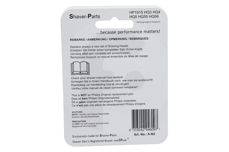 Philips Maquinilla de afeitar Cabezal de afeitado para Philips maquinilla de afeitar 4313042456305