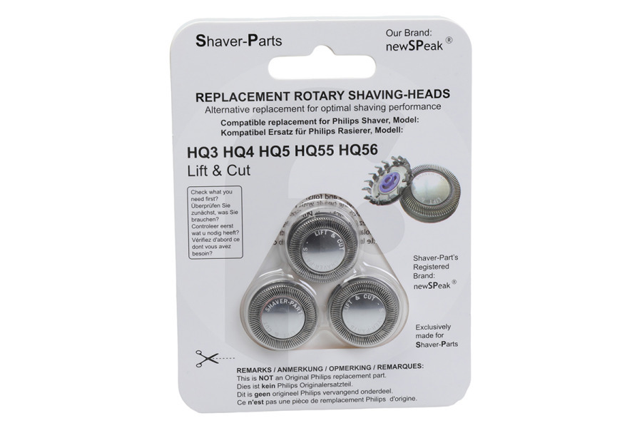 Philips Maquinilla de afeitar Cabezal de afeitado para afeitadora HQ4, HQ56, 4313042557217 adecuado para entre otros HQ4 t / m HQ56 Philips Lift & Cut principio