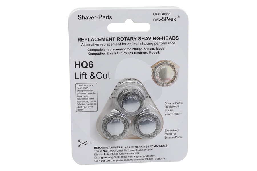 Philips 0788364338419 Maquinilla de afeitar Cabezal afeitado HQ3, HQ4, HQ5, HQ55, HQ56 y HQ6 (imitación) maquinilla de afeitar HQ6 imi adecuado para entre otros Súper Levanta y cortar cabezas HQ6