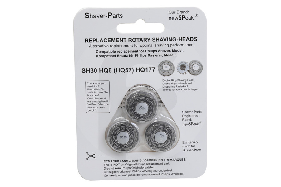 Philips 4313042946103 Maquinilla de afeitar Cabezal afeitado HQ8, HQ9 y HQ177 maquinilla de afeitar HQ9 adecuado para entre otros SH30 (HQ57), HQ8 (HQ177)