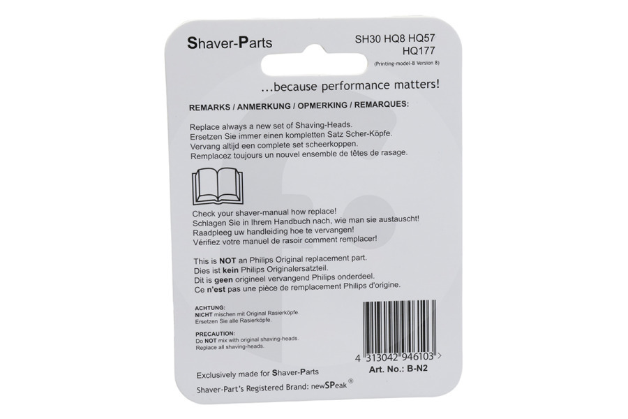 Philips Maquinilla de afeitar Cabezal afeitado HQ8, HQ9 y HQ177 maquinilla de afeitar HQ9