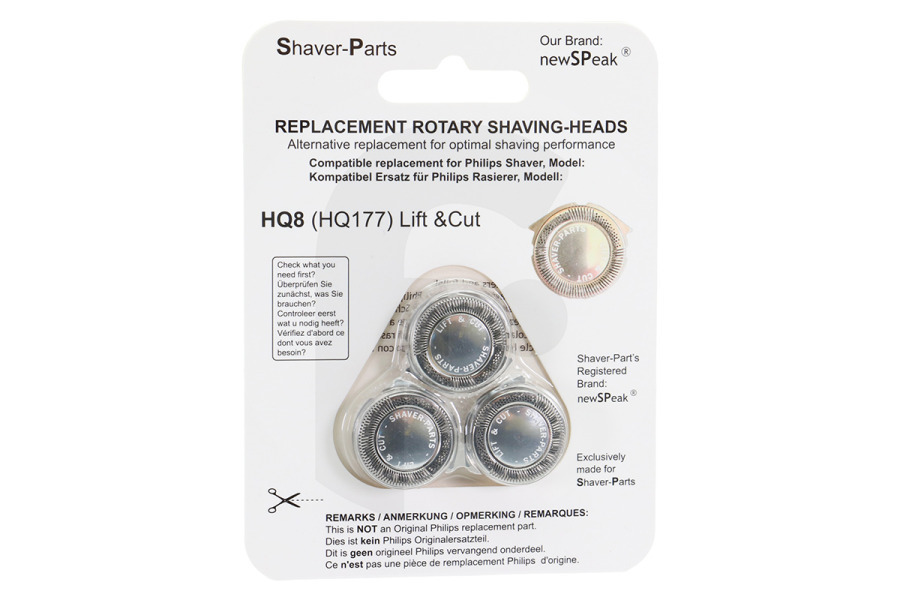 Philips 0788364338402 Maquinilla de afeitar NewSpeak HQ8/HQ177 Lift & Cut para afeitadora H-N2 Shaver-Parts adecuado para entre otros HQ8 Levantar y cortar