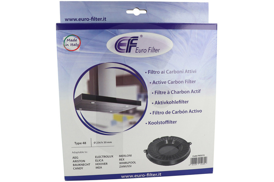 Electrolux Campana extractora Filtro de carbón Tipo 48 circular ⌀ 236mm x 30mm Campana extractora 484000008783