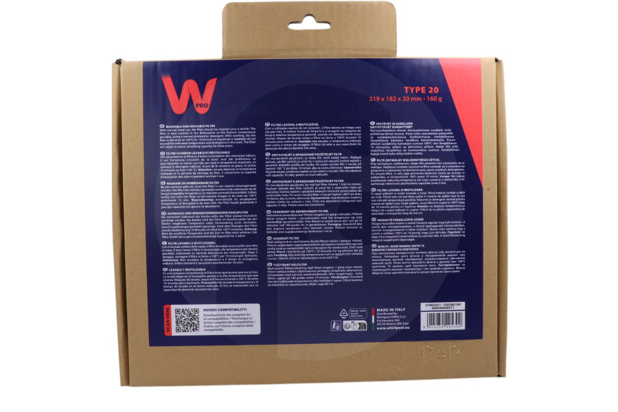Electrolux Campana extractora Filtro de carbón Tipo 20 (220X180X20 Mm) para Whirlpool y otros campana extractora 480181700586, CFW020B